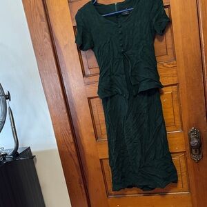 Connected Apparel Forest Green Midi Dress